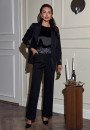 Нарядный черный женский брючный костюм 21-488-1