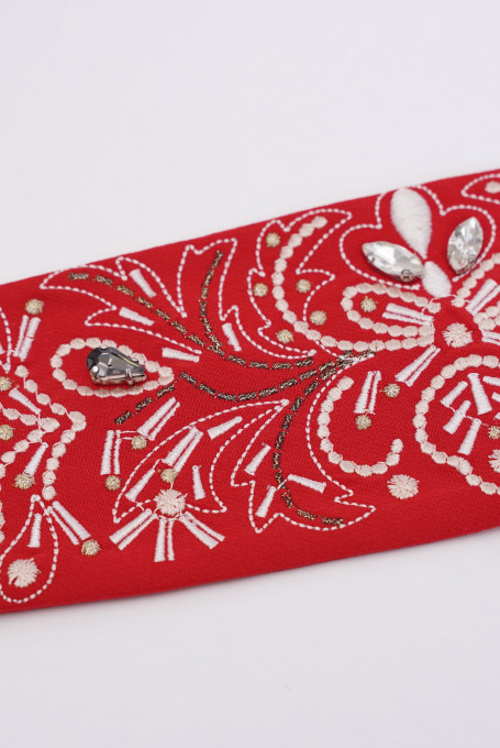 Нарядный красный брючный костюм 21-488-2