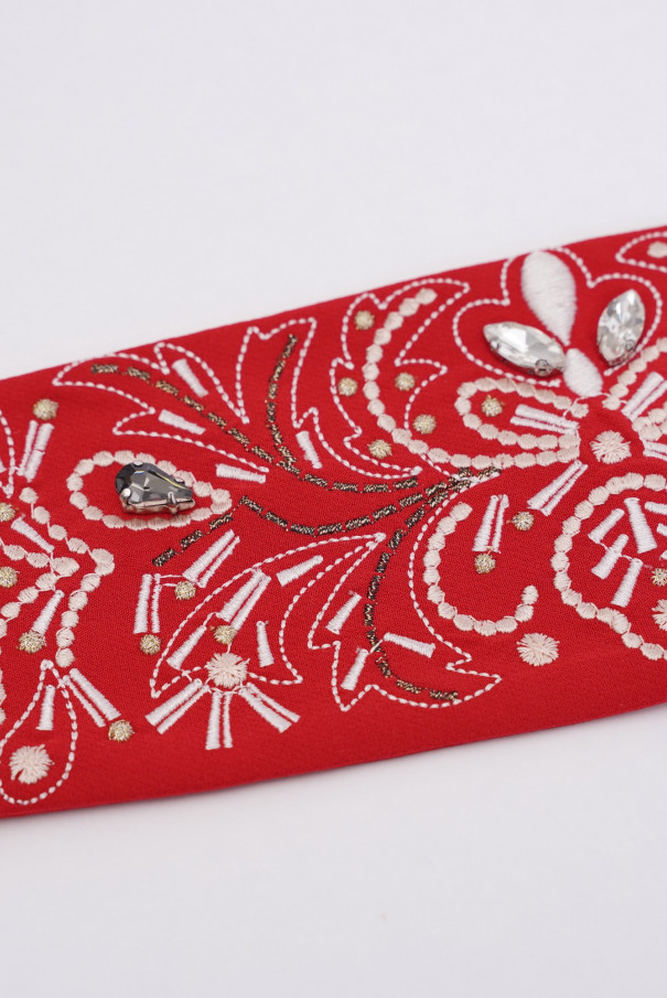 Женский нарядный красный брючный костюм URS с пиджаком ЮРС