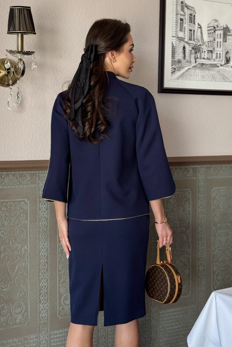 Костюм женский с платьем и вышивкой двойка 21-639-1