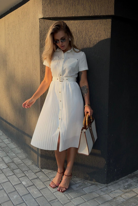 Летнее платье с плиссированной юбкой 22-793-1