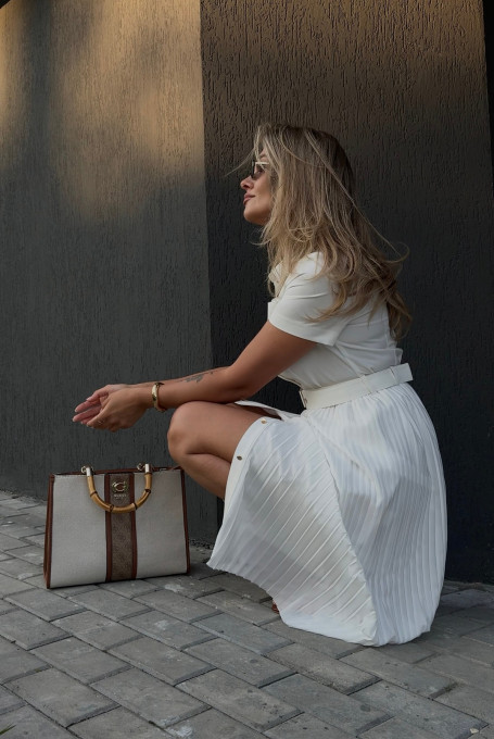 Летнее платье с плиссированной юбкой 22-793-1