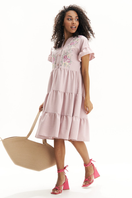 Женское льняное платье с вышивкой 22-826-1