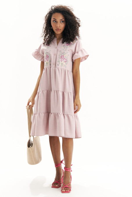 Женское льняное платье с вышивкой 22-826-1