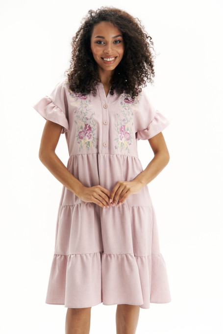 Женское льняное платье с вышивкой 22-826-1