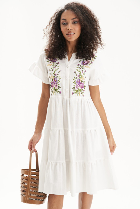 Льняное женское платье с вышивкой 22-826-3