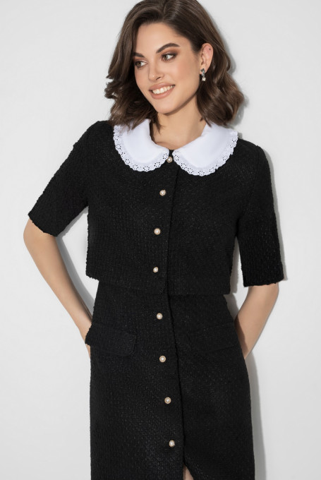 Платье твидовое черного цвета 22-973-1