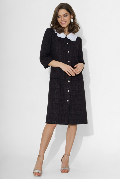 Платье твидовое черного цвета 22-973-1