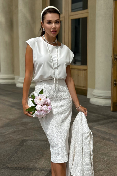 Твидовый женский костюм с юбкой 23-118-1