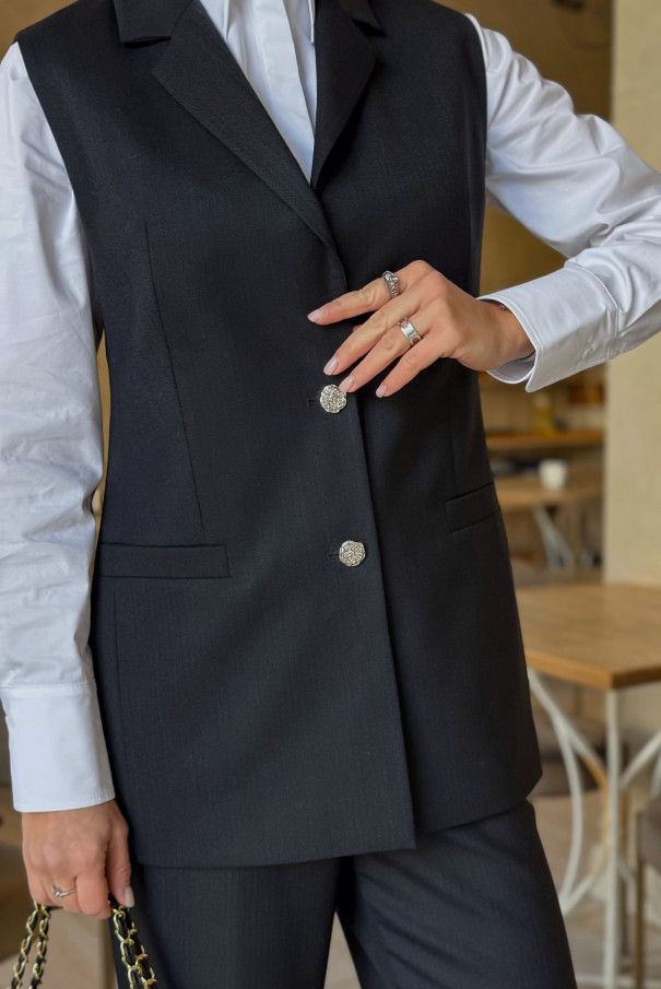 Женский брючный костюм URS с жилетом двойка ЮРС