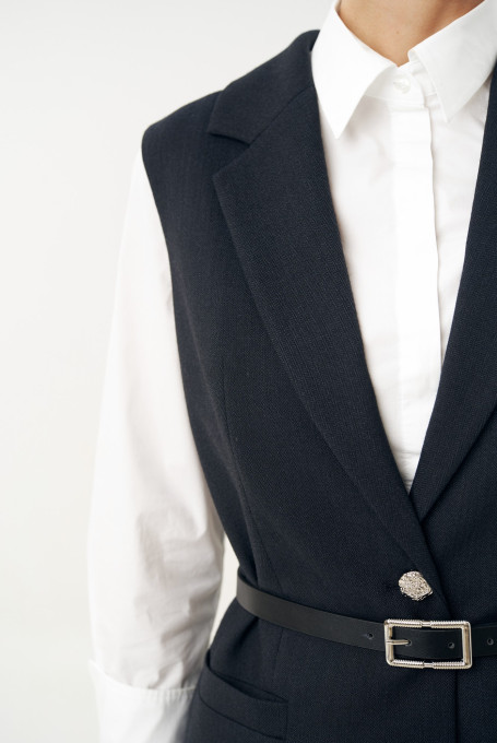 Женский брючный костюм двойка с жилетом 23-230-2