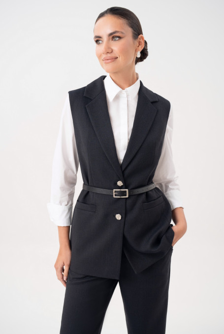 Женский брючный костюм двойка с жилетом 23-230-2