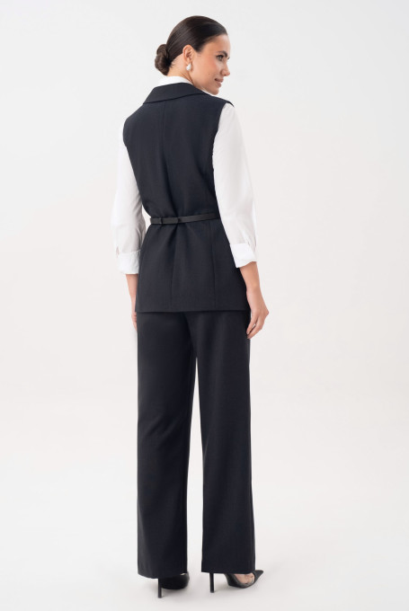 Женский брючный костюм двойка с жилетом 23-230-2