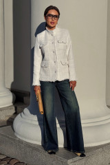 Белый твидовый жакет / пиджак женский приталенный URS / ЮРС