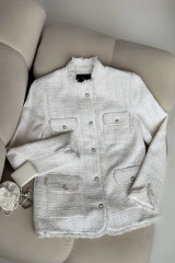 Белый твидовый жакет / пиджак женский приталенный URS / ЮРС