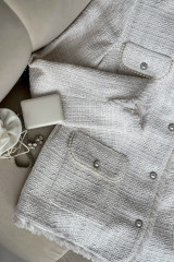 Белый твидовый жакет / пиджак женский приталенный URS / ЮРС