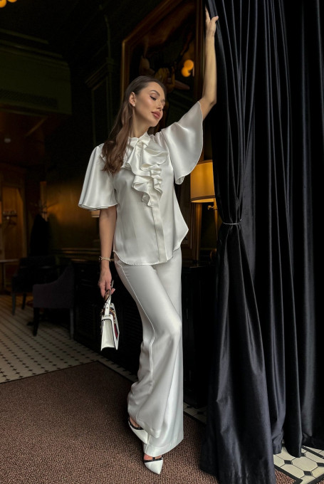 Белая блузка женская, нарядная 23-273-1