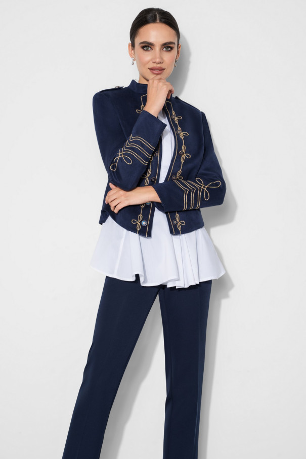 Женский замшевый жакет URS пиджак в гусарском нарядном стиле ЮРС