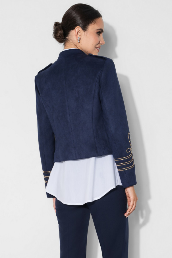 Женский замшевый жакет URS пиджак в гусарском нарядном стиле ЮРС