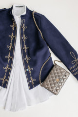 Женский замшевый жакет URS пиджак в гусарском нарядном стиле ЮРС