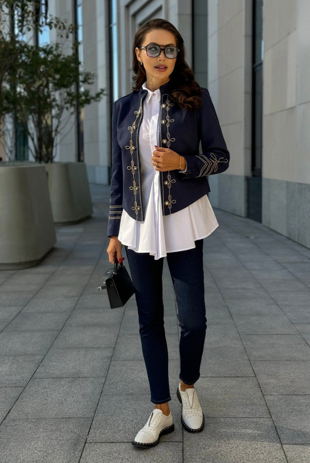 Женский замшевый жакет URS пиджак в гусарском нарядном стиле ЮРС