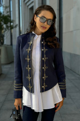 Женский замшевый жакет URS пиджак в гусарском нарядном стиле ЮРС