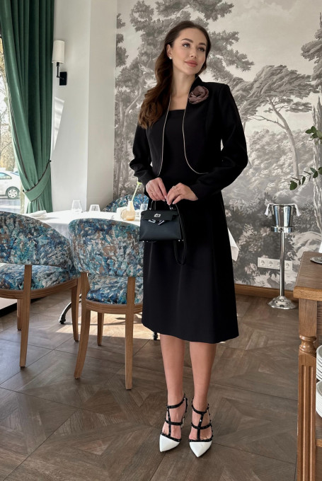 Черный костюм с платьем 24-306-1