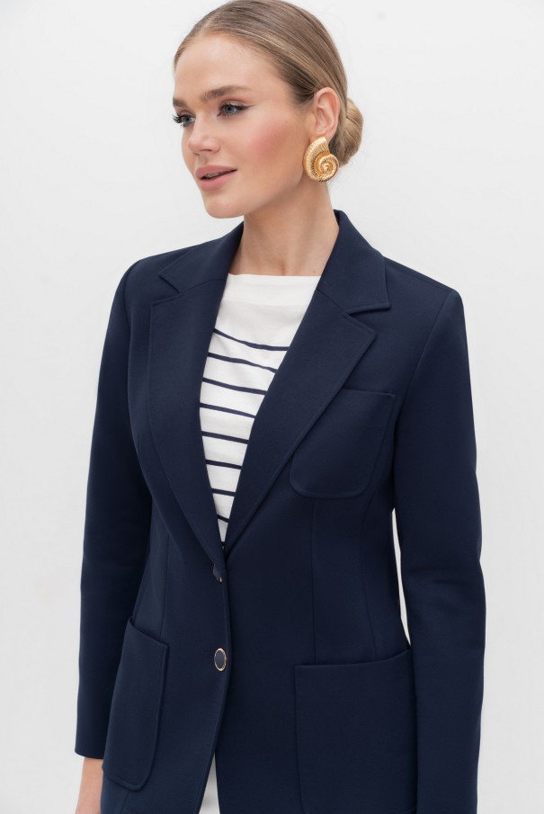 Жакет женский синий приталенный URS трикотажный ЮРС