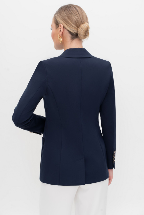 Жакет женский синий приталенный URS трикотажный ЮРС