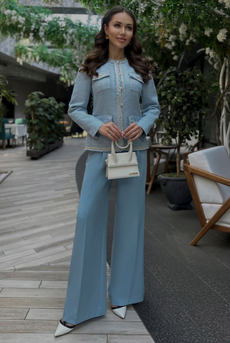 Голубой твидовый жакет (пиджак) 24-344-2