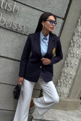 Синий женский пиджак с вышитым гербом URS / ЮРС