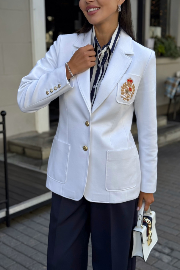 Белый жакет с вышивкой URS / ЮРС