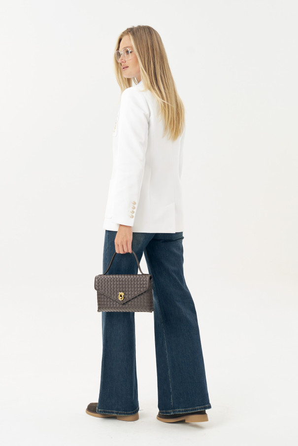 Белый жакет с вышивкой URS / ЮРС