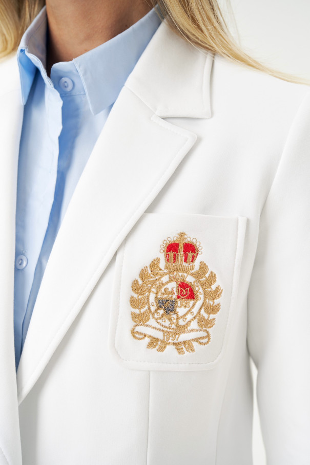 Белый жакет с вышивкой URS / ЮРС