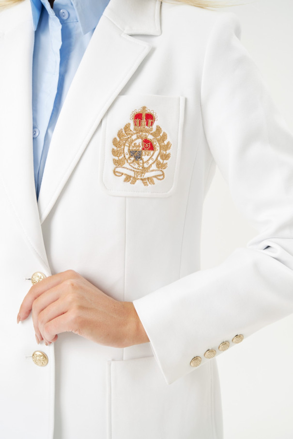 Белый жакет с вышивкой URS / ЮРС