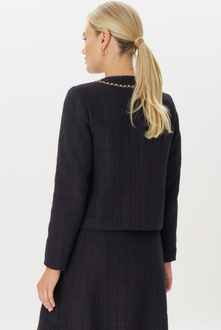 Черный твидовый жакет (пиджак) 24-356-1