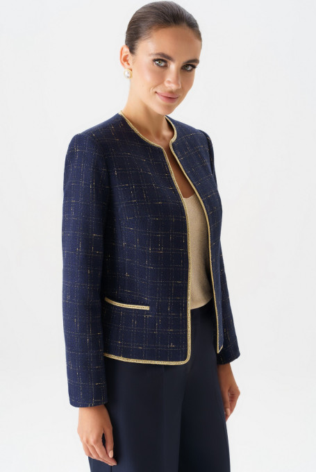 Синий твидовый жакет (пиджак) 24-362-1