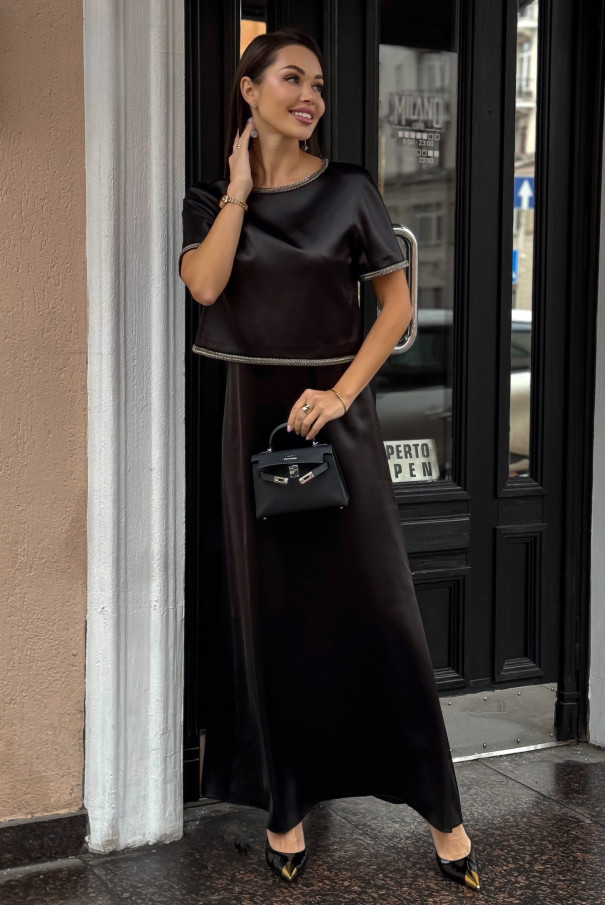 Нарядный черный костюм с платьем URS / ЮРС