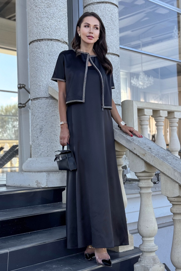 Нарядный черный костюм с платьем URS / ЮРС