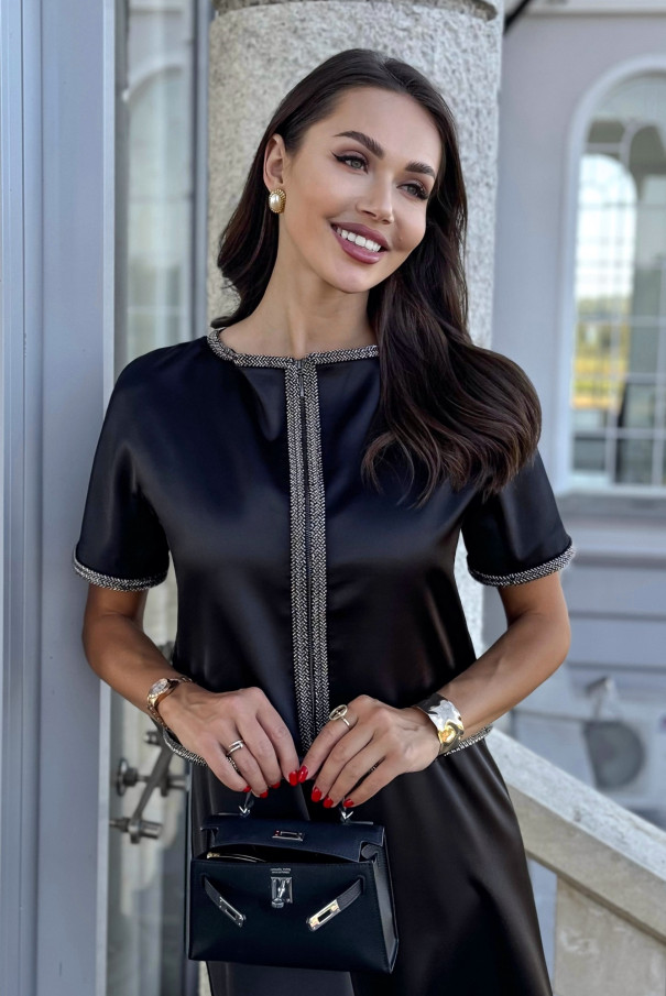 Нарядный черный костюм с платьем URS / ЮРС