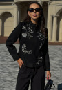 Чёрный нарядный жакет (пиджак) с вышивкой 24-365-1
