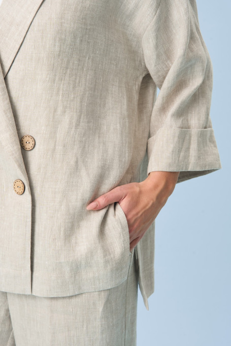 Льняной женский костюм с брюками 24-376-1