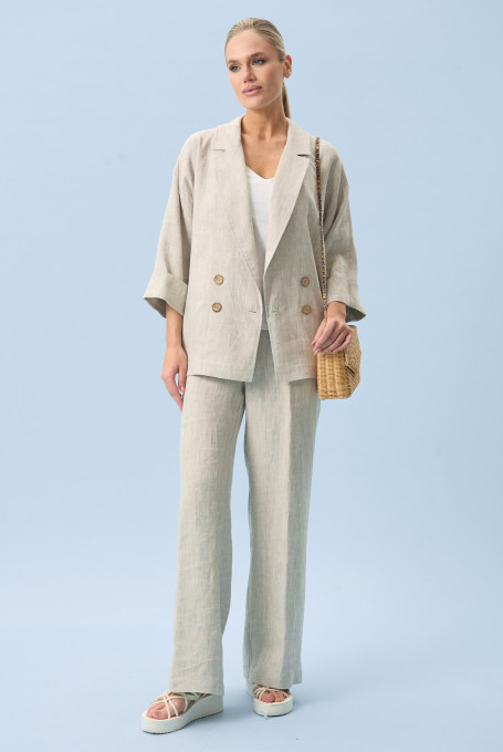 Льняной женский костюм с брюками 24-376-1