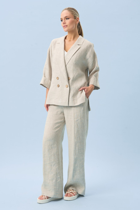 Льняной женский костюм с брюками 24-376-1