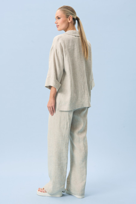 Льняной женский костюм с брюками 24-376-1