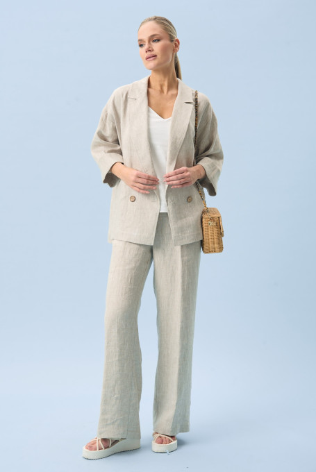 Льняной женский костюм с брюками 24-376-1