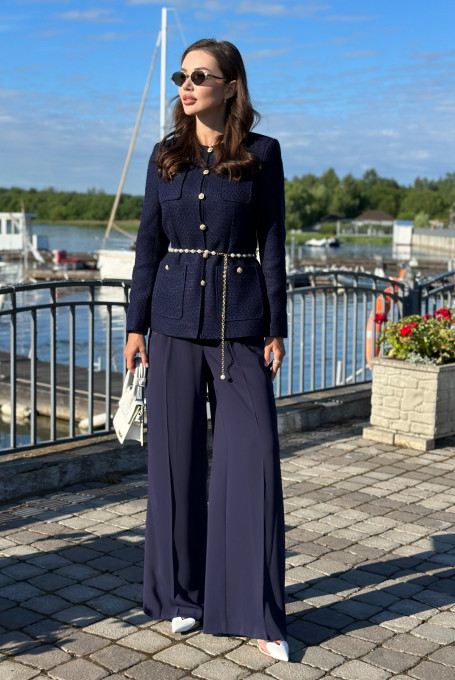 Синий твидовый жакет (пиджак) 24-389-2