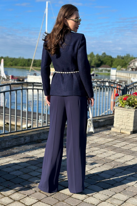 Синий твидовый жакет (пиджак) 24-389-2