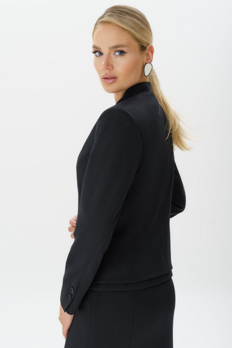 Женский костюм с юбкой офисный чёрный 24-407-2