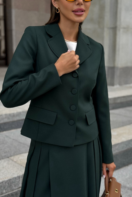 Костюм женский зеленый с юбкой классический 24-414-1